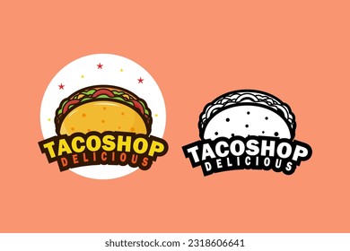 Taco shop logo vector illustration template