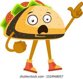 Taco showing, illustration, vector on white background.