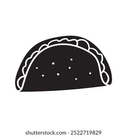 Taco. Silhouette. Isolated icon. Hand drawn illustrations on white background.