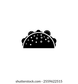 Taco silhouette vector icon. Fast food flat icon vector on black color