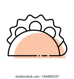 Taco simple line icon. Flat burrito logo design template. Street fast food symbol line illustration. Modern fast food concept for bar, cafe, diner, delivery