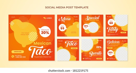 Taco Social Media Banner. Food Square Banner For Mexican Food Restaurant Or Cafe