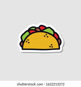 taco sticker doodle icon, vector illustration