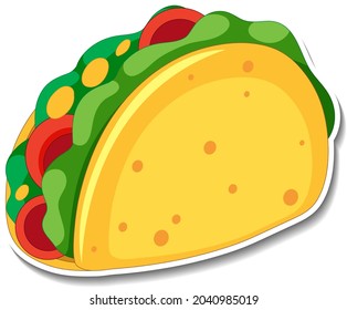 Taco sticker on white background illustration