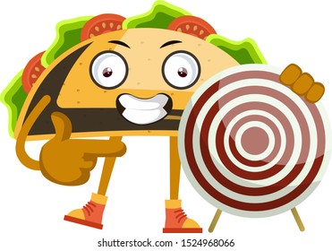 Taco with target, illustration, vector on white background.