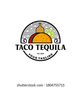 taco tequila vector logo vintage emblem