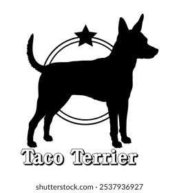 Taco Terrier dog silhouette,  dog, dog breeds, logo, vector, silhouette, logo design, animal, illustration, icon, sign, design, black,  symbol, pet