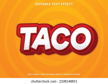 taco text effect logo template design with bold and abstract style background