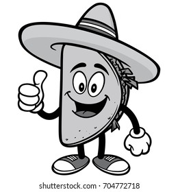 Taco with Thumbs Up Illustration