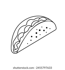 taco with tortilla shell, mexican food, cinco de mayo symbol, vector illustration