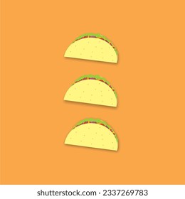 Taco with tortilla shell mexican lunch, flat color vector icon for food applications and websites.