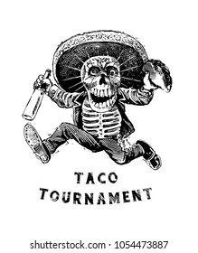 Taco Tournament Eating Competition Skull Mexican Skeleton