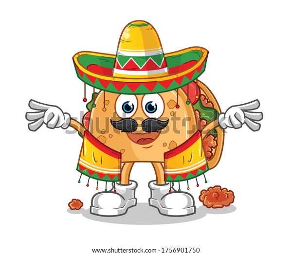 Taco Traditional Mexican Clothes Cartoon Mascot Stock Vector (Royalty ...