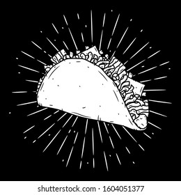 Taco. Traditional Mexican food vector illustration.