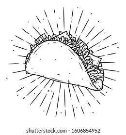 Taco. Traditional Mexican food vector illustration