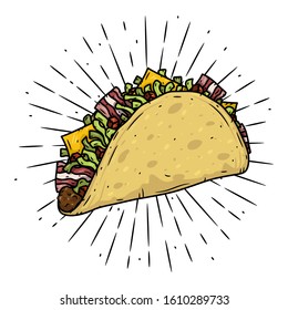 Taco. Traditional Mexican food vector illustration