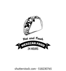 Taco Traditional mexican food . Vector label template or concept. Can be used to design menu, business cards, posters. Vector illustration.