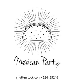 Taco Traditional mexican food . Vector label template or concept. Can be used to design menu, business cards, posters. Vector illustration.