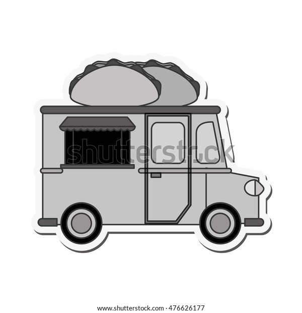 taco truck delivery fast food\
urban business icon. Flat and isolated design. Vector\
illustration