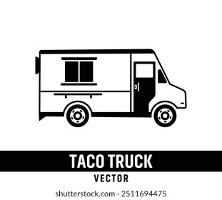 Taco Truck Illustration Vector Collection Set, Eye-Catching Taco Truck Vector Illustration for Themed Parties, Food Blogs, and Merchandising Isolated Outline Icon Set.