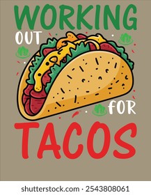  Taco T-shirt design. Unique, And Colorful Taco T-Shirt Design.