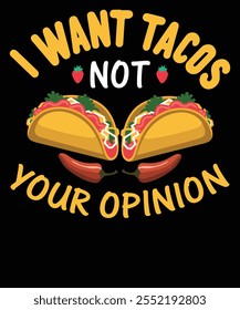 Taco T-Shirt Design. Einzigartiges und buntes Taco T-Shirt Design.