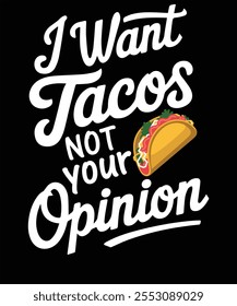 Taco T-Shirt Design. Einzigartiges und buntes Taco T-Shirt Design.