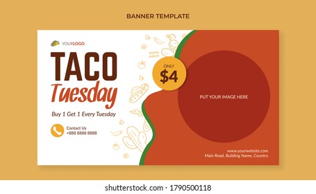 Taco Tuesday Banner Template For Mexican Food Restaurant