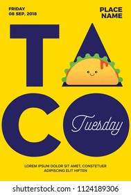 Taco Tuesday Concept for poster/blog/social/ad. Happy Hour. Taco Tuesday Template design with Text Box Template