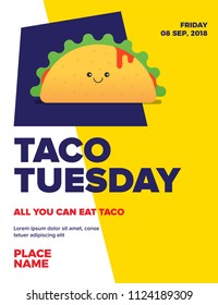 Taco Tuesday Concept for poster/blog/social/ad. Happy Hour. Taco Tuesday Template design with Text Box Template