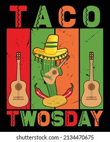 Taco Twos Day 2nd Birthday Party T-Shirt Design