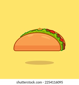Taco Vector Art Illustration on Isolated Background. Food Vector Illustration. Food Logo Concept. Food Cartoon Style Illustration.
