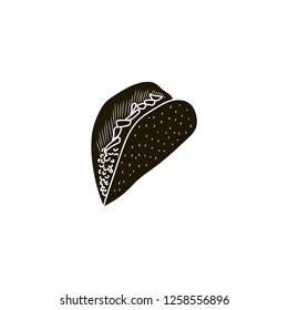 Taco vector black doodle illustration isolated on white background