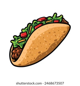 Taco vector cartoon illustration food logo icon