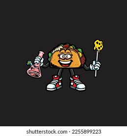 dibujos animados de wax nug weed del vector taco dabbing bong hold