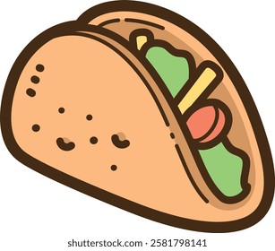 Taco vector doodle illustration and graphic