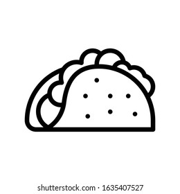 Taco vector, fast food related line style icon
