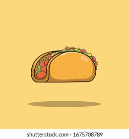 Taco Vector Icon Illustration. Fast Food Collection. Food Icon Concept White Isolated. Flat Cartoon Style Suitable for Web Landing Page; Banner; Sticker; Background