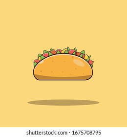 Taco Vector Icon Illustration. Fast Food Collection. Food Icon Concept White Isolated. Flat Cartoon Style Suitable for Web Landing Page; Banner; Sticker; Background