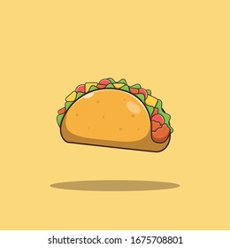 Taco Vector Icon Illustration. Fast Food Collection. Food Icon Concept White Isolated. Flat Cartoon Style Suitable for Web Landing Page; Banner; Sticker; Background