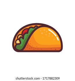 Taco vector icon. National Mexican food. Illustration isolated on white background.