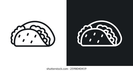 Taco vector icon set in black and white color.