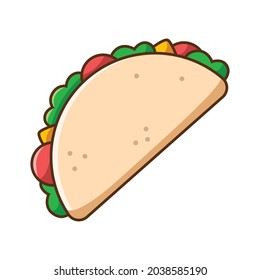 Taco vector illustration. Taco cartoon. Taco clip art. Isolated on white background. Fit for your food poster, sticker and menu design.