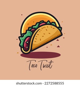Taco vector illustration. Fast food icon. Taco logo. Taco icon. cartoon flat style