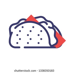 A taco vector illustration in flat outline design