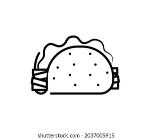 Taco vector illustration in flat style. Taco mexican food. Traditional tacos isolated on white background. 
