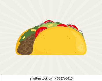Taco vector illustration in flat style.