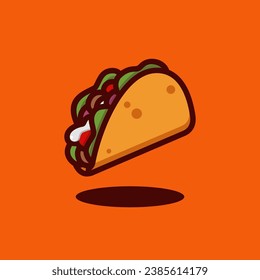 taco vector illustration, isolated on orange background	