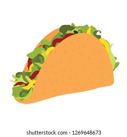 Taco vector illustration. Taco mexican food. Traditional tacos isolated on white background. Taco fast food. 