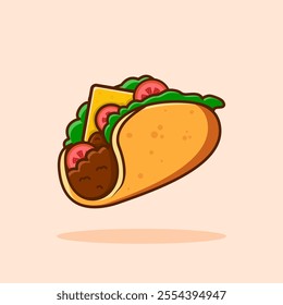 Taco vector illustration. Mexican food tacos designed in cartoon flat style.